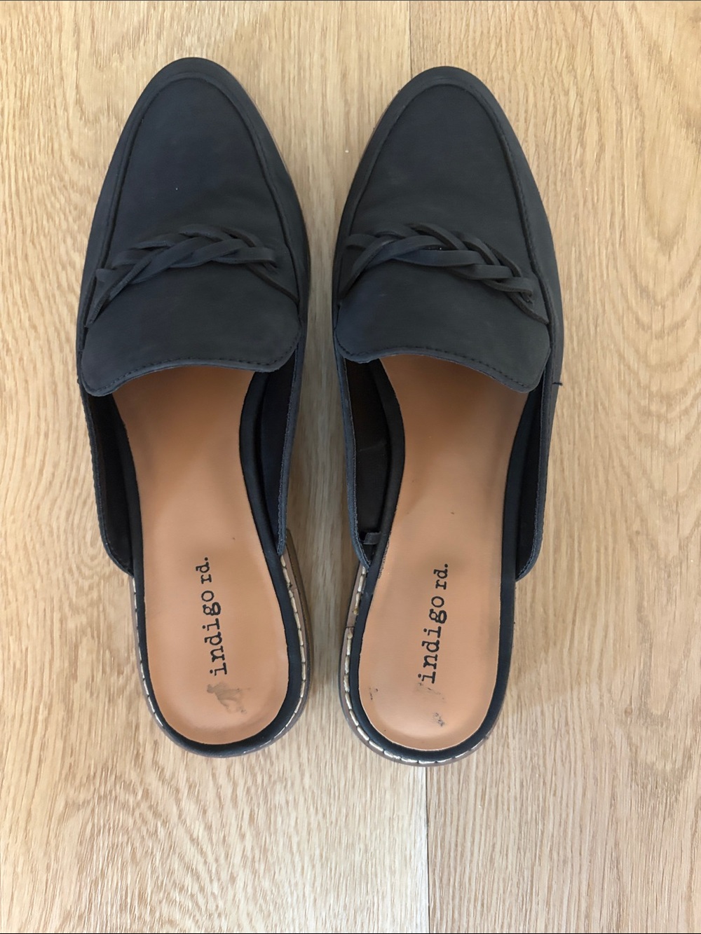Indigo Braided Black Slip-On Mules